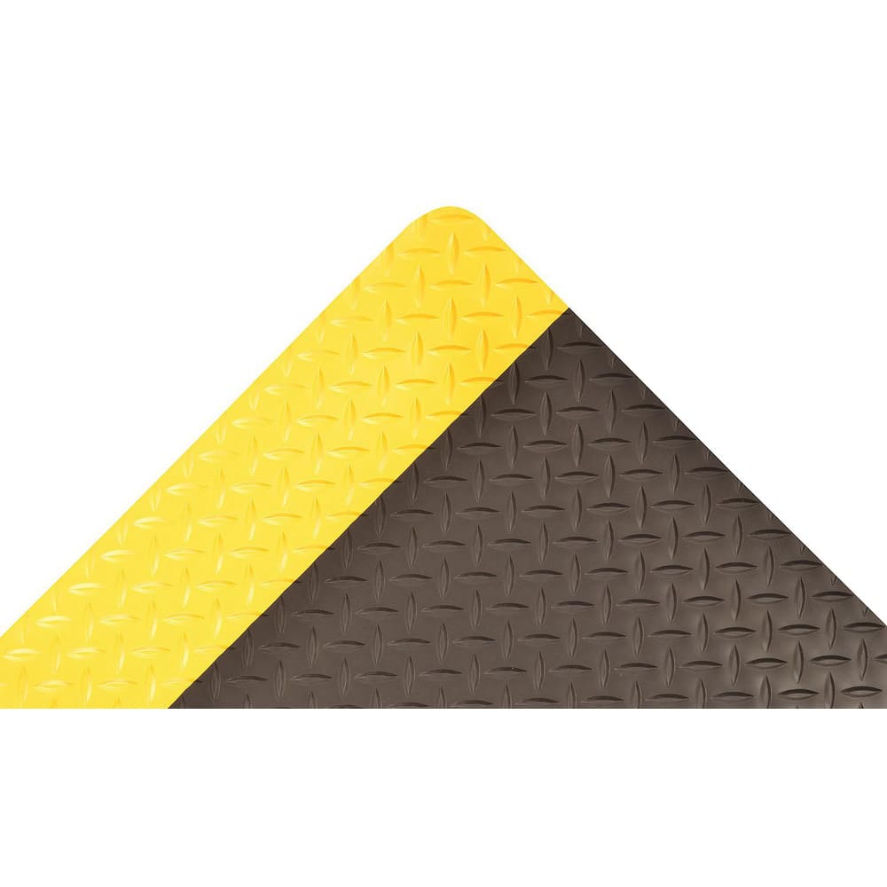 Anti-Fatigue Mat: 900.0000″ Length, 60.0000″ Wide, 1″ Thick, Vinyl, Beveled Edge, Heavy Duty Diamond Plates, Black, Dry