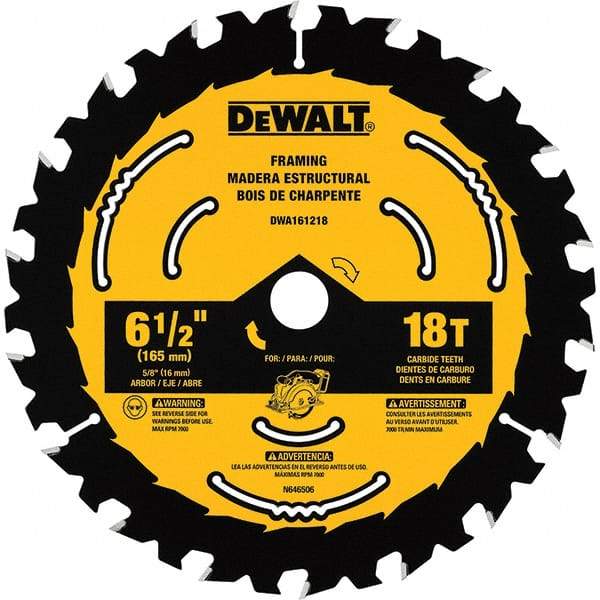 DeWALT - Wet & Dry-Cut Saw Blades Blade Diameter (Inch): 6-1/2 Blade Material: Tungsten Carbide-Tipped - USA Tool & Supply