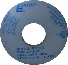 Norton - 14" Diam x 5" Hole x 1" Thick, J Hardness, 60 Grit Surface Grinding Wheel - Ceramic, Type 1, Medium Grade, 1,800 Max RPM, Vitrified Bond, No Recess - USA Tool & Supply