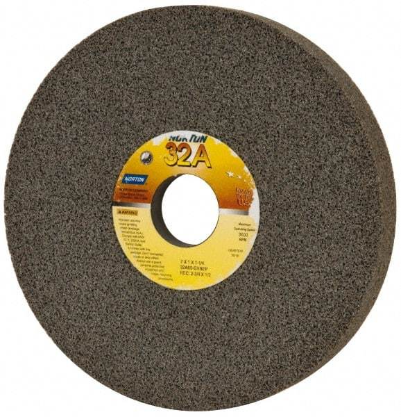 Norton - 7" Diam x 1-1/4" Hole x 1" Thick, G Hardness, 60 Grit Surface Grinding Wheel - Aluminum Oxide, Type 5, Medium Grade, 3,600 Max RPM, Vitrified Bond, One-Side Recess - USA Tool & Supply