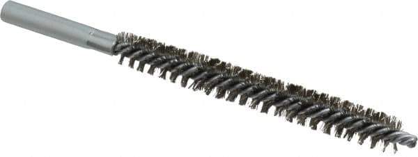Schaefer Brush - 4" Brush Length, 1/2" Diam, Double Stem, Double Spiral Tube Brush - 6" Long, Stainless Steel, 12-24 Female Connection - USA Tool & Supply