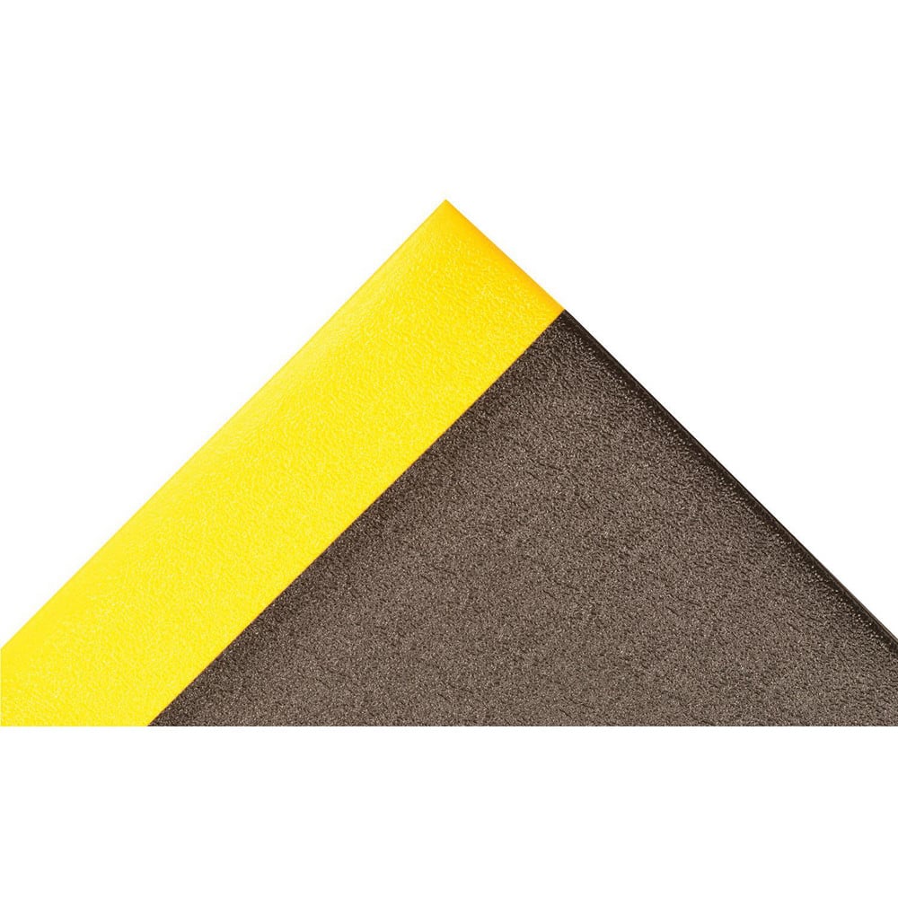 Anti-Fatigue Mat: 720.0000″ Length, 24.0000″ Wide, 5/8″ Thick, Closed Cell Polyvinylchloride, Beveled Edge, Medium Duty Pebbled, Black & Yellow, Dry