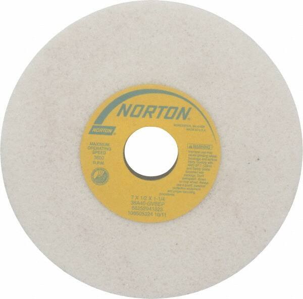 Norton - 7" Diam x 1-1/4" Hole x 1/2" Thick, G Hardness, 46 Grit Surface Grinding Wheel - Aluminum Oxide, Type 1, Coarse Grade, 3,600 Max RPM, Vitrified Bond, No Recess - USA Tool & Supply