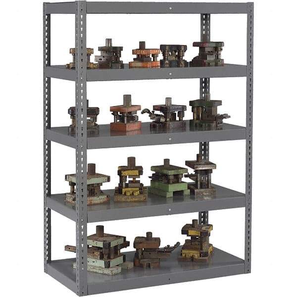 Tennsco - 5 Shelf Heavy-Duty Open Steel Shelving - 96" Wide x 96" High x 24" Deep, Medium Gray - USA Tool & Supply