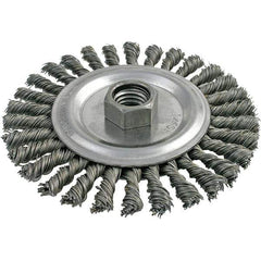 Brush Research Mfg. - 4" OD, 5/8-11 Arbor Hole, Stringer Bead Stainless Steel Wheel Brush - 3/16" Face Width, 7/8" Trim Length, 20,000 RPM - USA Tool & Supply