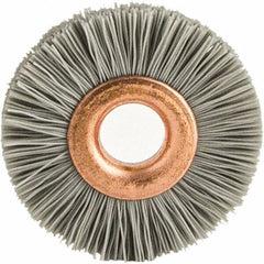 Brush Research Mfg. - 4" OD, 1/2" Arbor Hole, Crimped Abrasive Nylon Wheel Brush - 3/4" Face Width, 1-7/16" Trim Length, 20,000 RPM - USA Tool & Supply