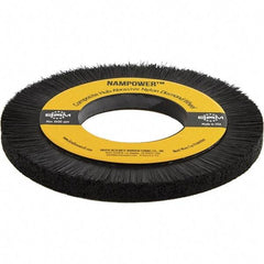 Brush Research Mfg. - 7-7/8" OD, 3-1/4" Arbor Hole, Crimped Abrasive Nylon Wheel Brush - 0.394" Face Width, 1.1811" Trim Length, 3,600 RPM - USA Tool & Supply