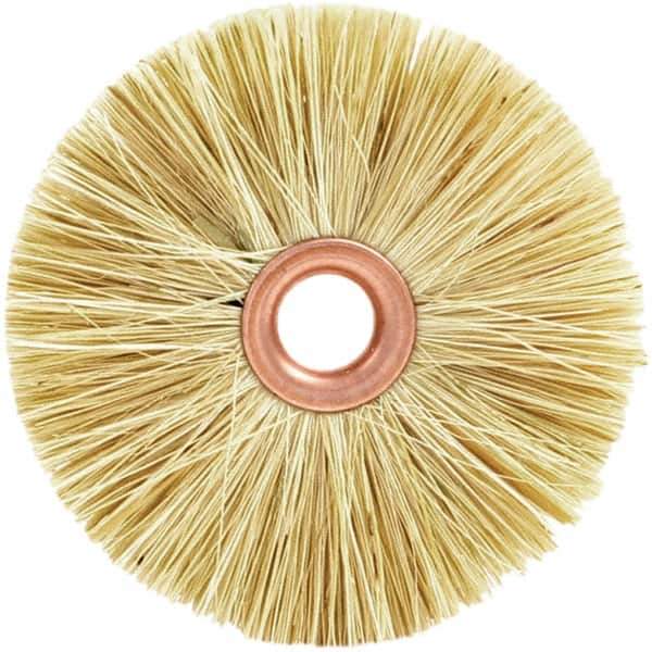 Brush Research Mfg. - 2" OD, 1/2" Arbor Hole, Crimped Tampico Wheel Brush - 3/8" Face Width, 9/16" Trim Length, 20,000 RPM - USA Tool & Supply