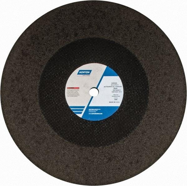 Norton - 20" Zirconia Alumina Cutoff Wheel - 3/16" Thick, 1" Arbor, 2,710 Max RPM, Use with Stationary Grinders - USA Tool & Supply