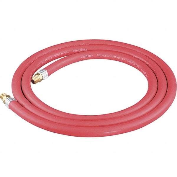 Dynabrade - 3/8" ID x 11/16" OD 8' Long Hose - Male/Male Ends, 90 Working psi, 1/4" Fitting, Red - USA Tool & Supply