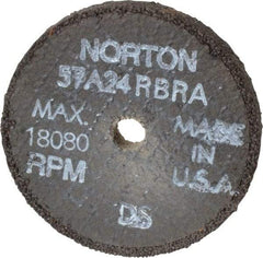 Norton - 3" Diam x 3/8" Hole x 3/8" Thick, R Hardness, 24 Grit Surface Grinding Wheel - Aluminum Oxide, Type 1, Very Coarse Grade, 18,080 Max RPM, No Recess - USA Tool & Supply