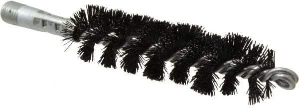 Schaefer Brush - 5" Brush Length, 1-1/4" Diam, Nylon Single Stem, Single Spiral Tube Brush - 7-1/4" Long, Nylon, 1/4" NPSM Male Connection - USA Tool & Supply