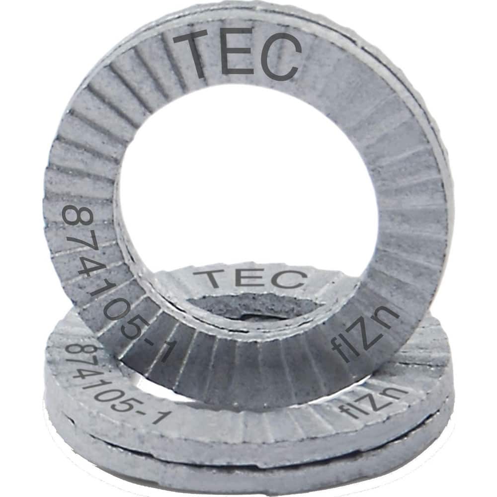 Wedge Lock Washers; Thread Size: 9/16; M14; Material: Steel; Inside Diameter: 0.598 in; Outside Diameter: 0.906 in; Finish: Zinc Plated; Hardness: 465 HV Min; Standards: MIL-STD-1312-7 ISO 9001:2008 ISO TS16949; Thickness: 1.8 in