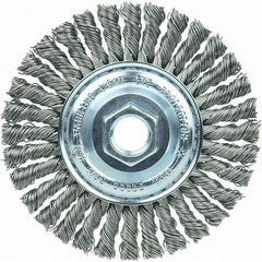 Weiler - 4" OD, 5/8-11 Arbor Hole, Stringer Bead Steel Wheel Brush - 3/16" Face Width, 7/8" Trim Length, 20,000 RPM - USA Tool & Supply