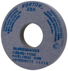 Norton - 14" Diam x 5" Hole x 2" Thick, I Hardness, 46 Grit Surface Grinding Wheel - Aluminum Oxide, Type 1, Coarse Grade, 1,800 Max RPM, Vitrified Bond, No Recess - USA Tool & Supply