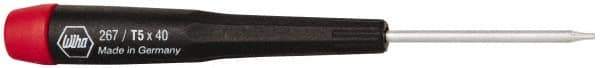 Wiha - T5 Torx Driver - 1-9/16" Blade Length, 4-3/4" OAL, Tapered Handle - USA Tool & Supply