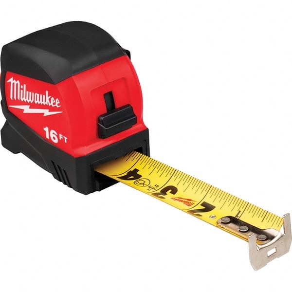Milwaukee Tool - 16' x 1-3/16" Yellow/Black Blade Tape Measure - USA Tool & Supply