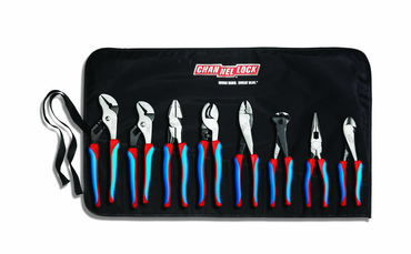 Channellock Code Blue 8 Pc. Plier Set - Contains 9.5 and 10 in. Tongue and Groove; 9 in. High Leverage Linemens; Cable Cutter; Crimping/Cutting Tool; 8 in. End Cutting; Long Nose and Diagonal Cutting Plier - USA Tool & Supply