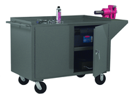 60"L x 24"W x 37-3/4"H - Mobile Bench Cabinet - Gray Powder Coat Finish - USA Tool & Supply