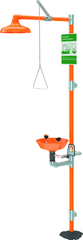 Guardian combination eyewash and shower station. Eyewash features a plastic bowl with two GS-Plus™ spray-type outlet heads that deliver a flood of water for rinsing eyes. - USA Tool & Supply