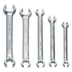 Snap-On/Williams Flare Nut Wrench Set -- 5 Pieces; 6PT Satin Chrome; Includes Sizes: 3/8 x 7/16; 1/2 x 9/16; 5/8 x 11/16; 3/4 x 1; 7/8 x 1-1/8" - USA Tool & Supply