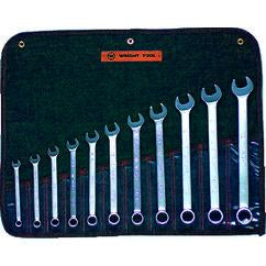 Wright Tool Fractional Combination Wrench Set -- 11 Pieces; 12PT Chrome Plated; Includes Sizes: 3/8; 7/16; 1/2; 9/16; 5/8; 11/16; 3/4; 13/16; 7/8; 15/16; 1"; Grip Feature - USA Tool & Supply