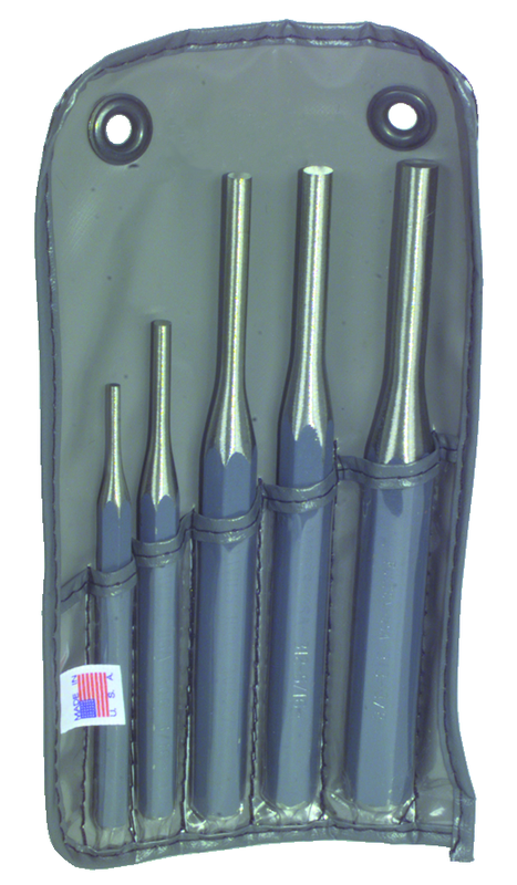 5 Piece Pin Punch Set --; 1/8 to 5/16 Diameter - USA Tool & Supply