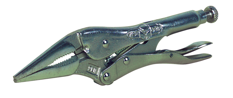 Long Nose Locking Pliers with Wire Cutter -- #9LN Plain Grip 3'' Capacity 9'' Long - USA Tool & Supply