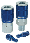 #A72458C - 1/4'' Body x 1/4 NPT (14-Pcs) - Blue Automotive Coupler & Plug Kit - USA Tool & Supply