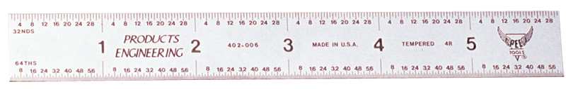 #401-012CT - 12'' Long - 4R Graduation - 1/2'' Wide - Certified Flexible Rule - USA Tool & Supply