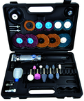 #2010 - Right Angle Grinder with Surface Prep Kit - Includes: 1) each: Angle Die Grinder with collets; 2 & 3" Conditioning Discs and Holders; 10 Pc Stone Assortment; and Case - USA Tool & Supply