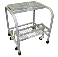 Model 1000; 2 Steps; 18 x 19'' Base Size - Steel Mobile Platform Ladder - USA Tool & Supply