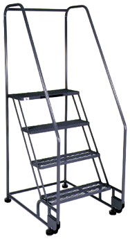 Model 3TR26; 3 Steps; 28 x 30'' Base Size - Tilt-N-Roll Ladder - USA Tool & Supply