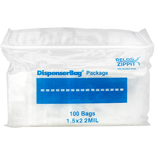 1.5″ × 2″ 2-MIL Clear Reloc Zippit Zipper Bags, Sold per Case of 1000 (10 boxes of 100 per case)