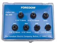 #103000 - Contains: 5 Collets 1/16 - 1/4 - For: 25, 25H & 35 Handpieces - Collet Set for Flex Shaft Grinder - USA Tool & Supply