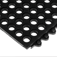 24 / Seven Floor Mat - 3' x 3' x 5/8" Thick (Black Drainage All Purpose) - USA Tool & Supply