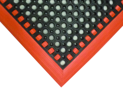 28" x 40" x 7/8" Thick Safety Wet / Dry Mat - Black / Orange - USA Tool & Supply