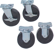 5'' Dia. - Rubber - Roller Cabinet Caster Set - 2 Swivel, 2 Fixed Wheels - USA Tool & Supply