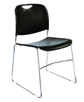 HI-Tech Stack Chair --11 mm Steel Rod Chrome Plated Frame Injection Molded Textured Plastic Non-fading Seat/Back - Black - USA Tool & Supply