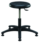 Round Polyurethane Stool - Standard Glides, 14" Soft Black Poly Seat, Pneumatic Hgt Adj, Black ABS Five Star Base, Desk Hgt 16.5"-21.5" - USA Tool & Supply
