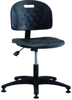 Polyurethane Stool - Standard Glides, Casters Optional, Pneumatic Hht Adj, Contoured Waterfall Seat, Adj Contoured Backrest, Black Reinforced ABS Base, Desk Hgt 16.5"-21.5" - USA Tool & Supply