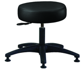 Heavy-Duty NaughaSoft Vinyl Stool - 16 x 4" Round Seat, Backless, Pneumatic Seat Hgt Adj, Standard Glides --Black -- Desk height 16.5"-21.5" - USA Tool & Supply