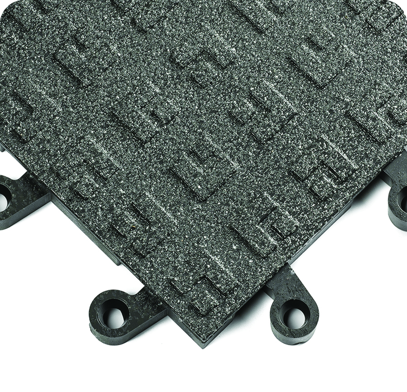 ErgoDeck Heavy Duty Tiles Solid with GritShield 18" x 18" x 7/8" Thick - Black - USA Tool & Supply