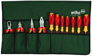11 Piece - Insulated 6.3" Long Nose; 6.3" Stripping Pliers 8" Combo Pliers; 6.3" Side Cutters; Slotted 2.5-6.0 & Philips #0-2 Screwdrivers in Roll Up Pouch - USA Tool & Supply
