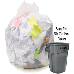 60 gal, 1.35 mil, Natural, 38″ × 58″ - Case of 100, Revolution Bag Hercules Recycled Low Density Can liners - USA Tool & Supply