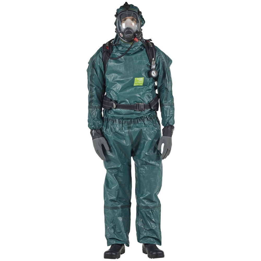 Disposable Coveralls: Size 4X-Large, 0.3292 oz, Multi-Layer Non-Woven Barrier Laminate Fabric, Zipper Closure