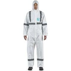 Disposable Coveralls: Size Small, 0.5382 oz, Microporous Polyethylene Laminate Non-Woven, 2-Way Zipper with Storm Flap Closure