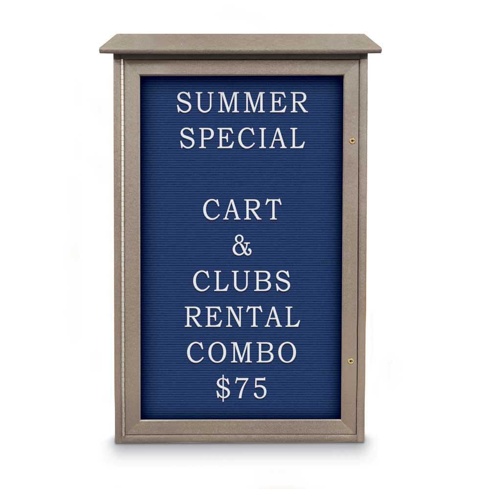 Enclosed Letter Board: 42" Wide, 26" High, Laminate, Blue