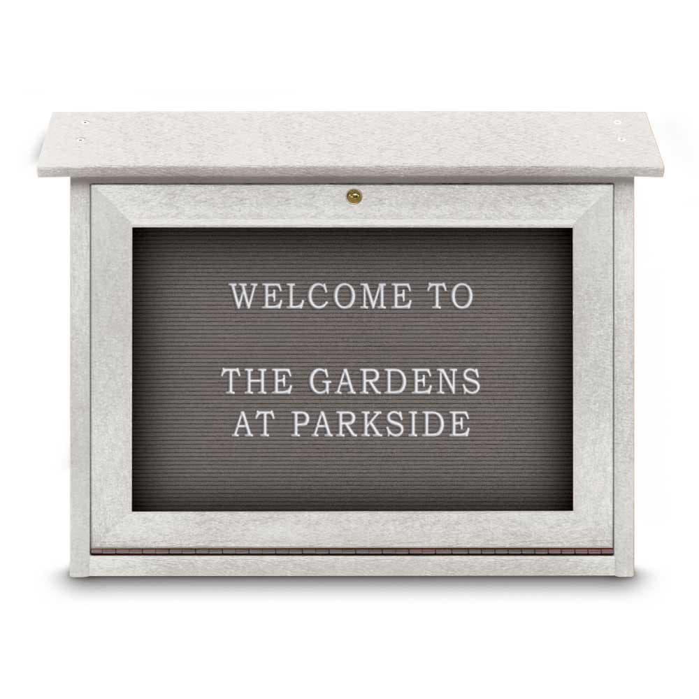 Enclosed Letter Board: 24" Wide, 18" High, Fabric, Gray