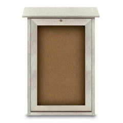 Enclosed Bulletin Board: 18" Wide, 29" High, Cork, Tan